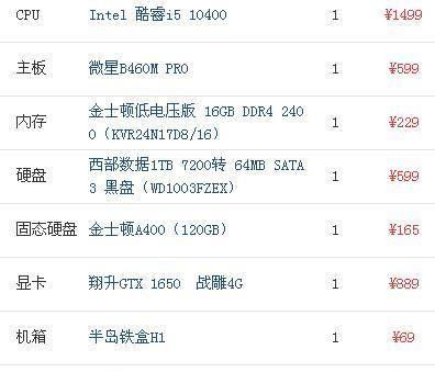 台式电脑组装机配置单详细是什么？如何根据需求选择合适的配置？